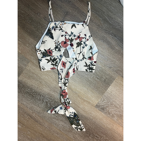 Love Brand Floral Tie-Back Crop Top XS - Open Back Cami Crotchet Style - Picture 5 of 5